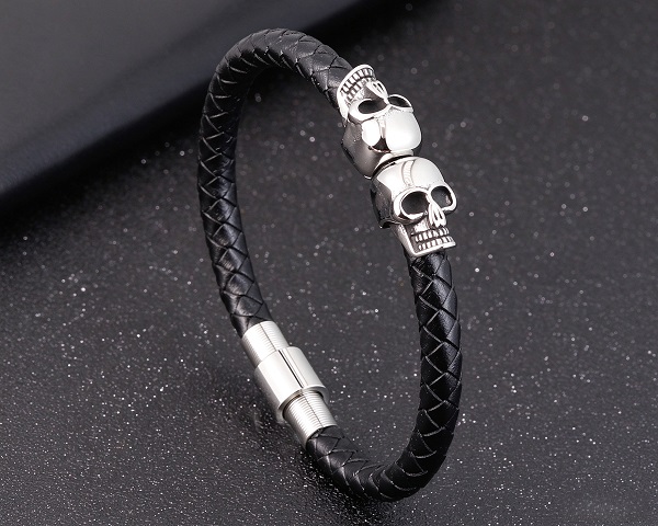 SKULL GENIUNE LEATHER BRACELET